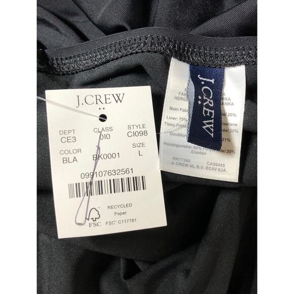 J. Crew One Piece Swimsuit Ruched Plunge V- Neck Swimwear Black NWT Large - Picture 5 of 8